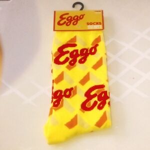 🆕 YELLOW/ReD "EGGO" LoGo BRaND STyLe Crew Socks 🧦 SIZE:6-12 Men @See PICS PLZ
